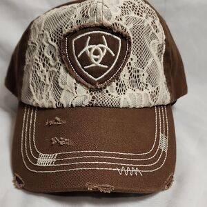 Ariat Brown Lace Front Baseball Cap Strapback.